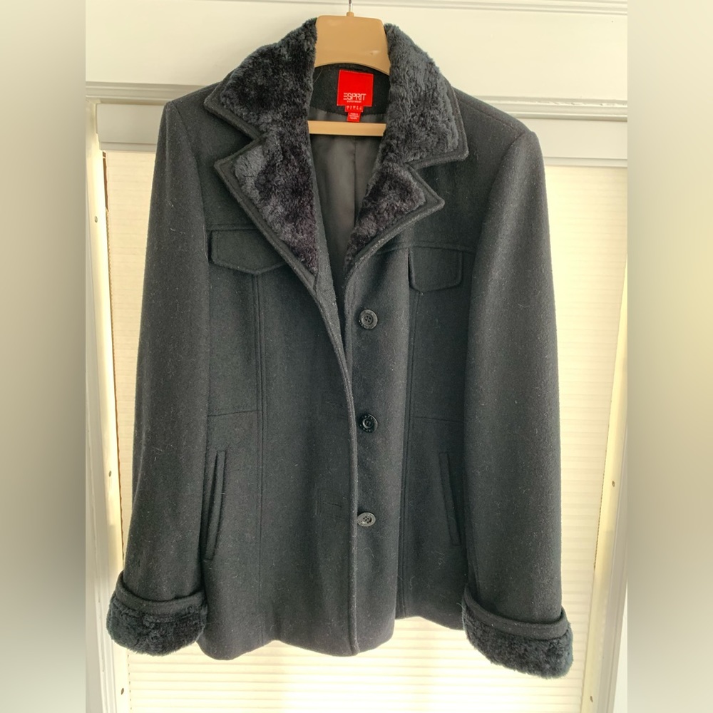 Esprit black wool coat size L